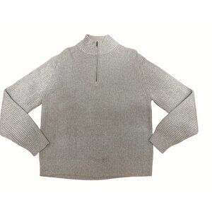 Calvin Klein Mens XL Gray Ribbed All Cotton Half Zip Sweater